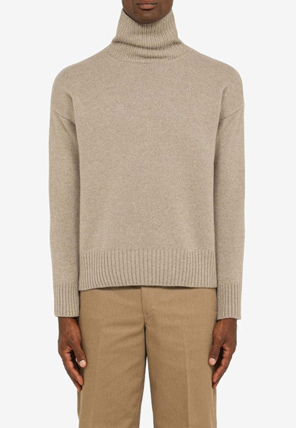 Turtleneck Wool Sweater with Elbow Patches