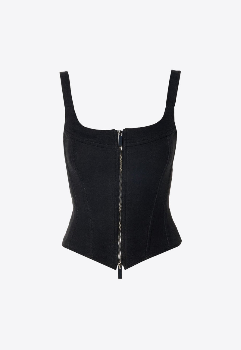 Rainy Zip-Up Denim Corset Top