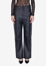 Straight-Leg Leather Pants