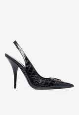110 TF Slingback Pumps in Croc-Embossed Leather