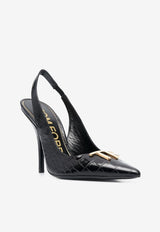 110 TF Slingback Pumps in Croc-Embossed Leather