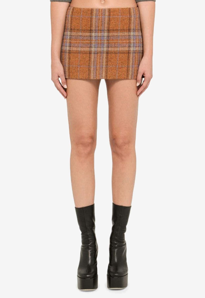 Check Wool Mini Skirt