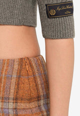 Check Wool Mini Skirt