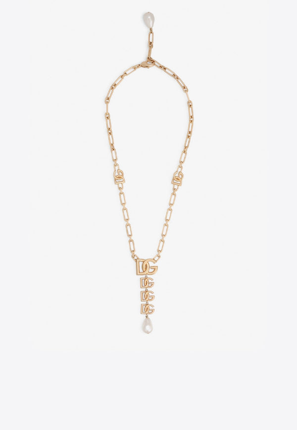 DG Logo Necklace with Pearl Detail