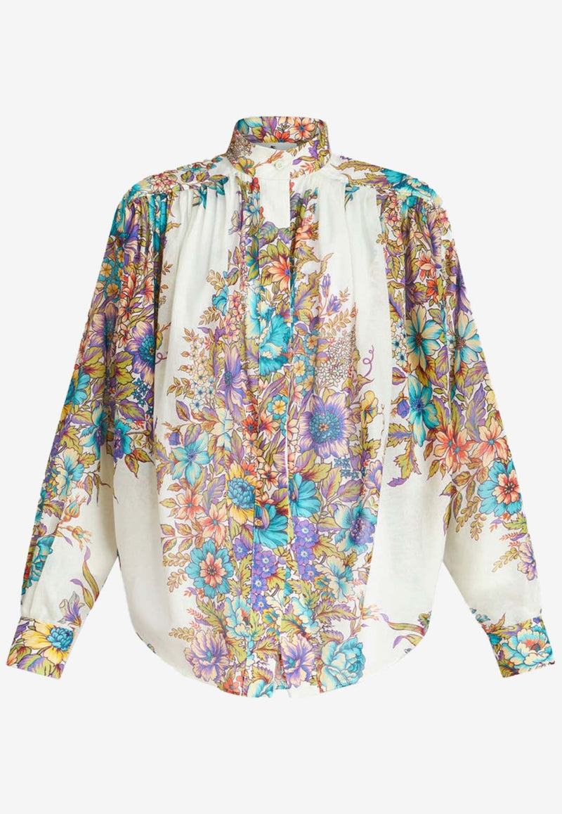 Floral Print Long-Sleeved Shirt