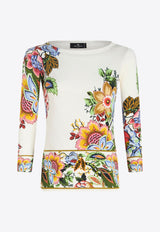 Floral Jacquard Sweater in Silk Blend