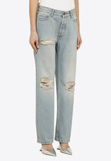 Naomi Distressed Straight-Leg Jeans