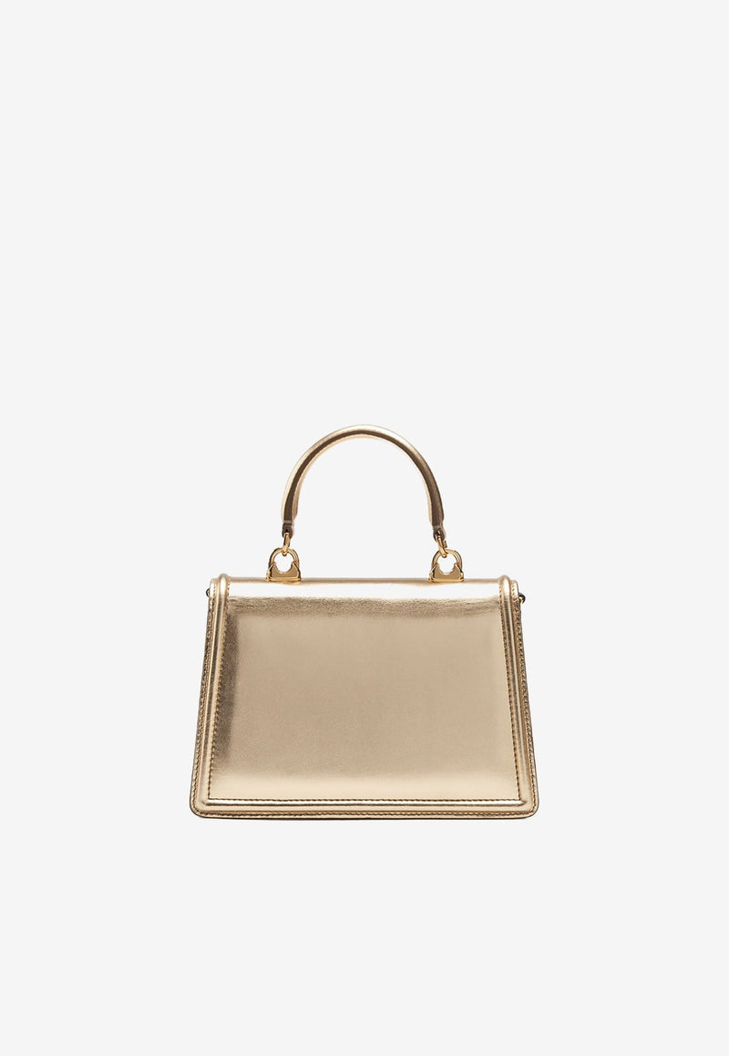 Small Devotion Metallic Leather Top Handle Bag