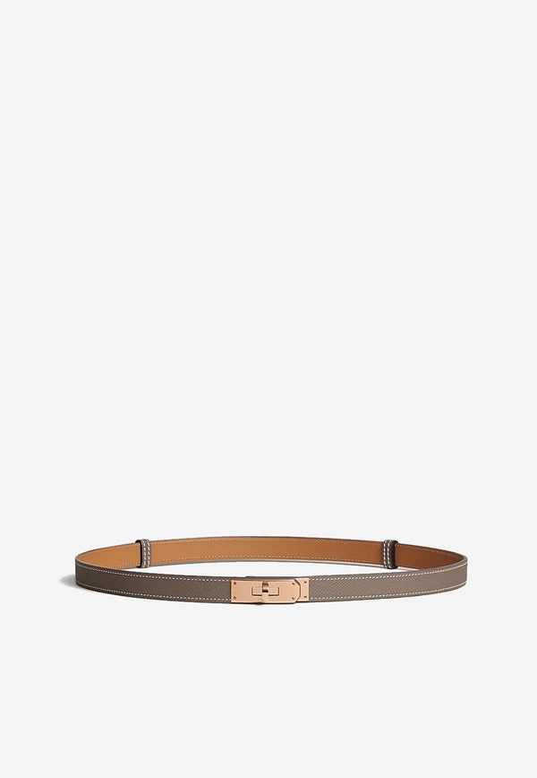 Kelly 18 Etoupe Epsom Leather Belt with Rose Gold Buckle