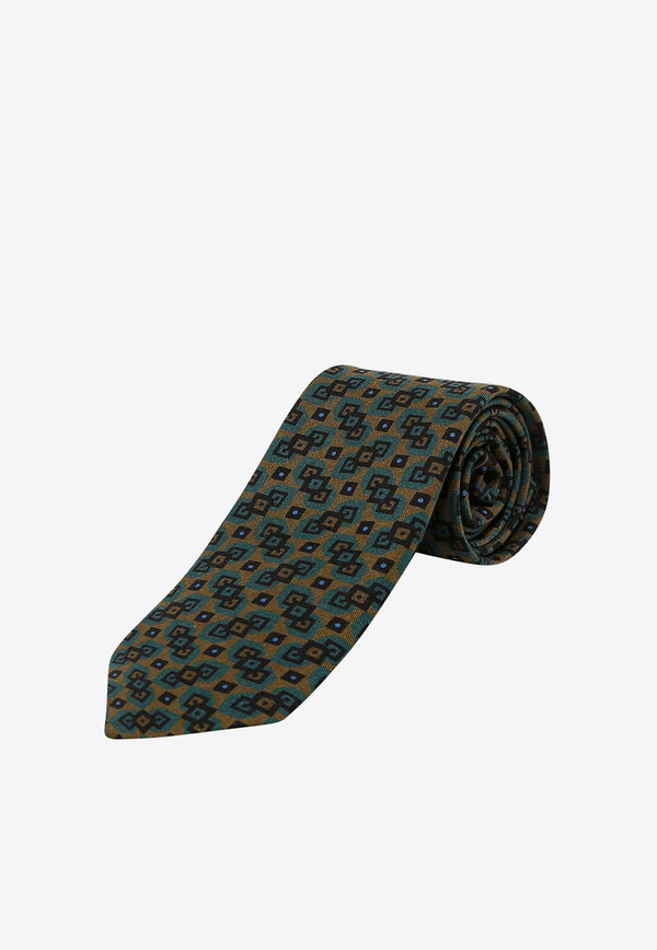 Patterned Wool-Blend Tie