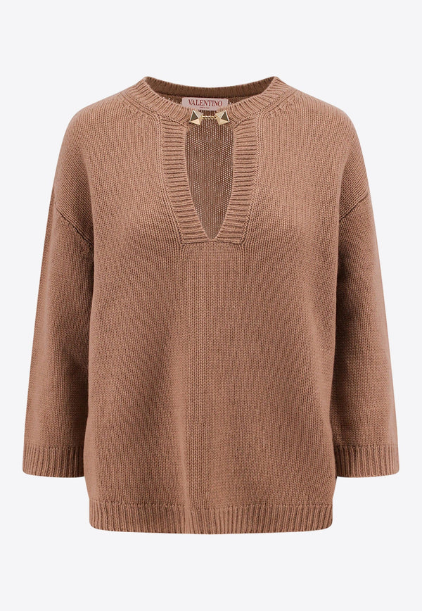 V-neck Knitted Cashmere Sweater