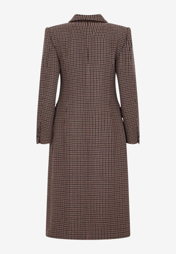 Double-Breasted Houndstooth Coat
