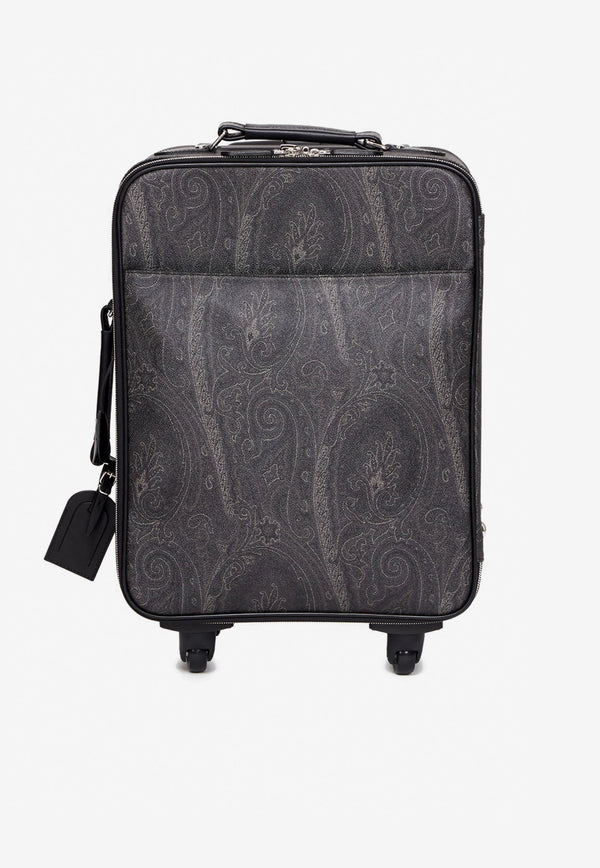 Paisley Print Leather Suitcase
