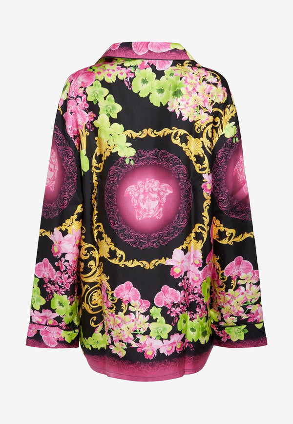 Floral Print Silk PJ Shirt