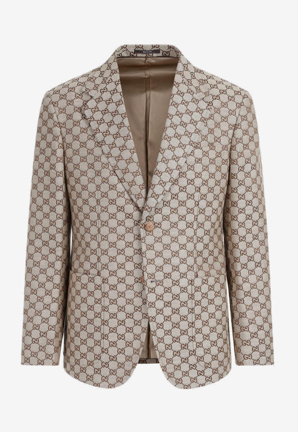Gucci Archive Single-Breasted Blazer in Linen Blend]d