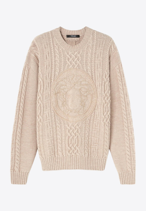 Medusa Cable Knit Wool Sweater