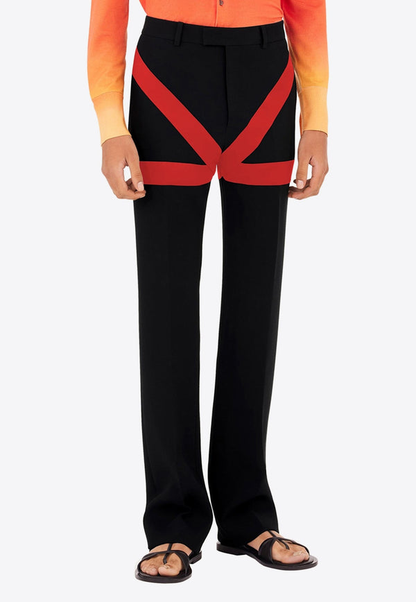 Tailored Pants with Satin Inlay