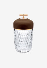 Folia Portable Lamp in Dark Ash Wood and Clear Crystal