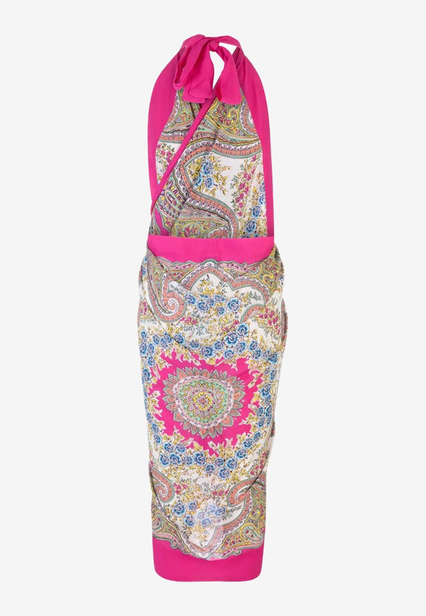 Paisley-Printed Halter Neck Dress