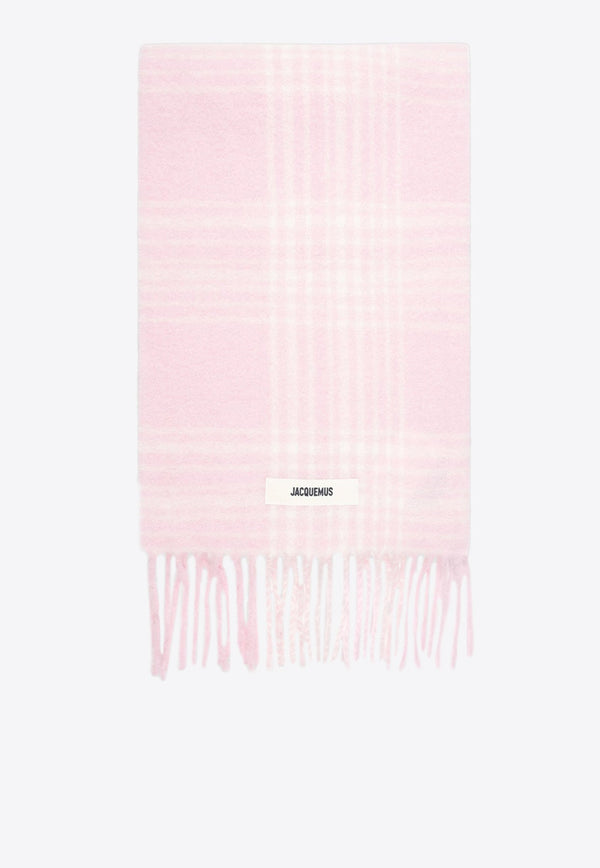 Mohair Wool Carro Fringed Scarf