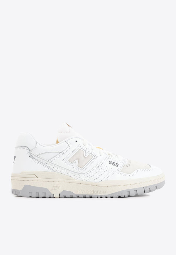 550 Low-Top Leather Sneakers White and Cream Leather