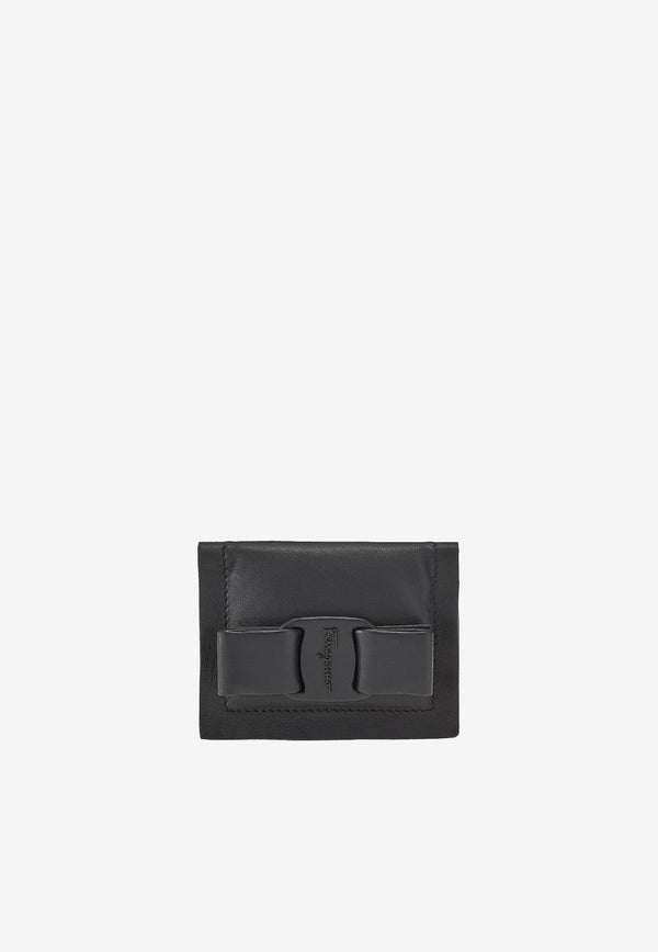 Viva Bow-Embellished Card Case in Leather