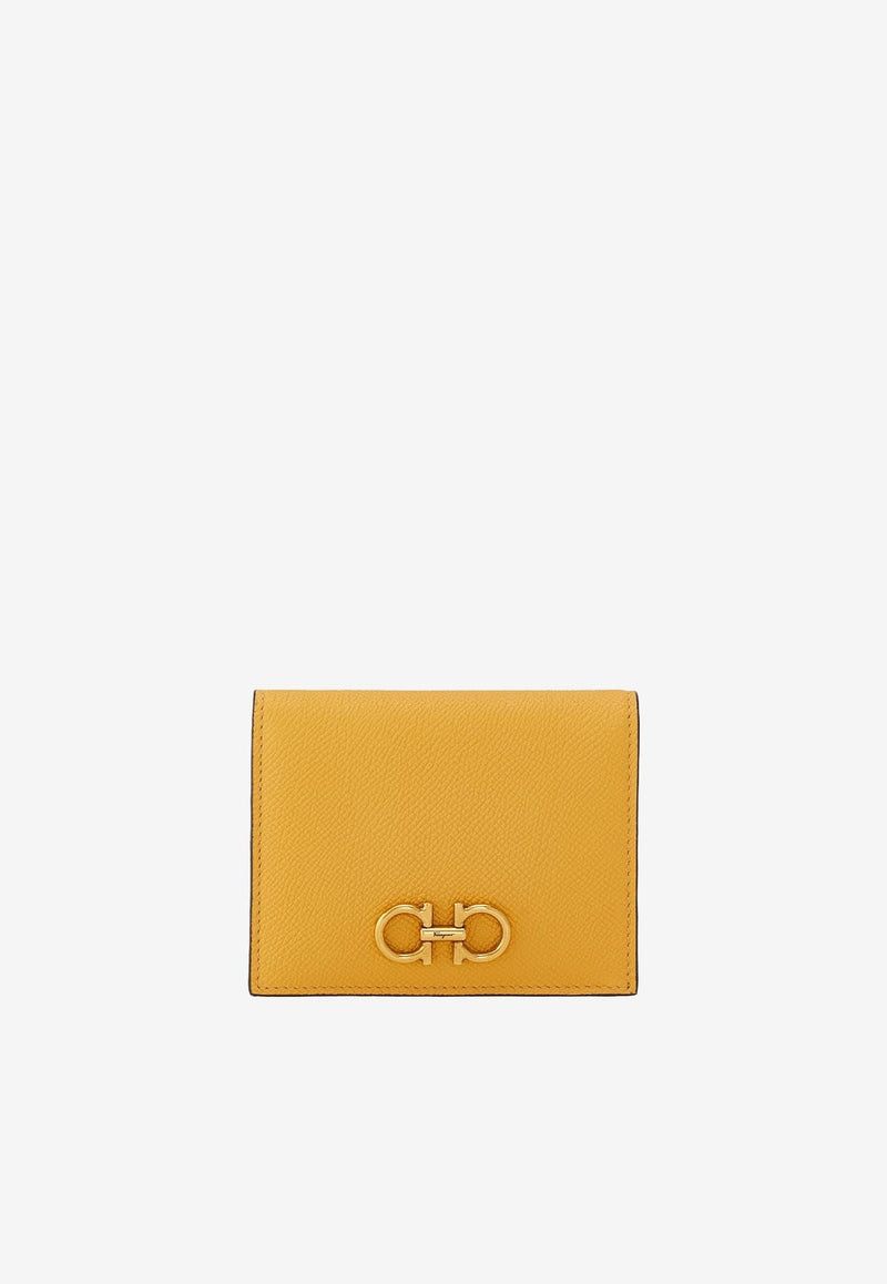 Gancini Compact Wallet in Hammered Leather