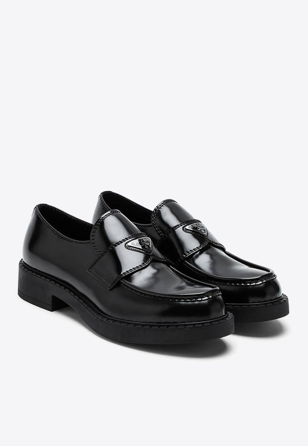 Logo Loafers in Brushed Leather