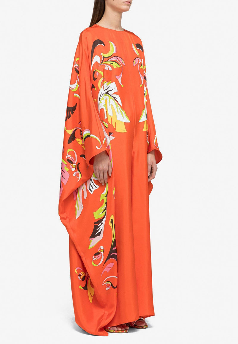 Platani Print Oversized Silk Jumpsuit