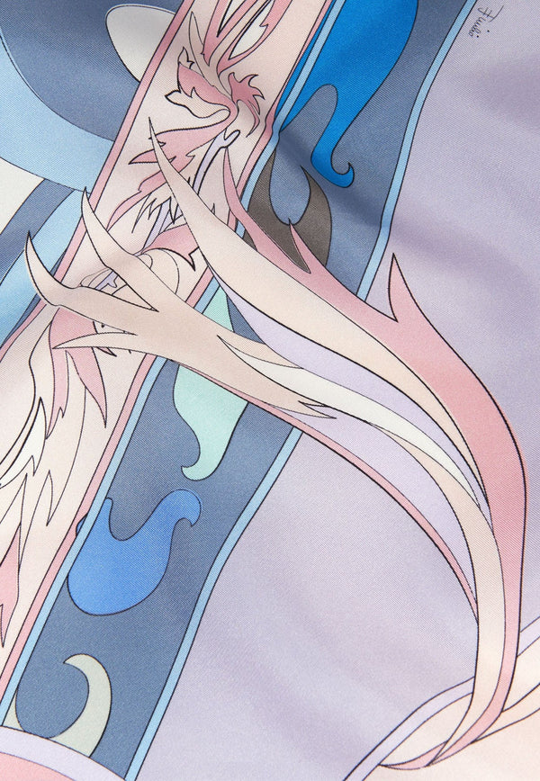 Large Marmo and Dalia Print Silk Twill Scarf