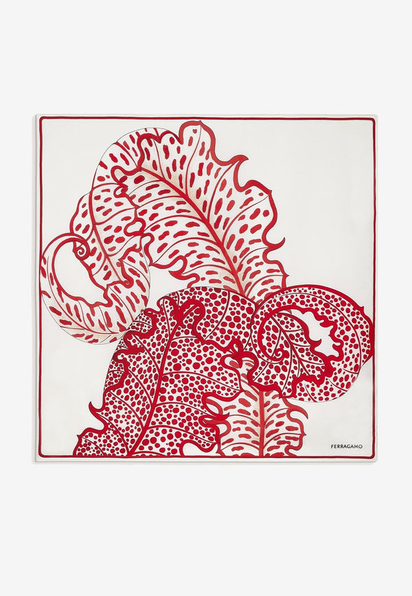 Foliage Print Silk Scarf