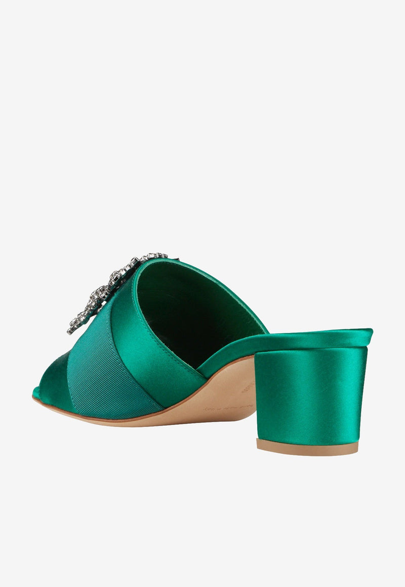 Martanew 50 Satin Mules with Crystal Buckle