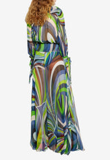 Iride-Print Chiffon Maxi Skirt