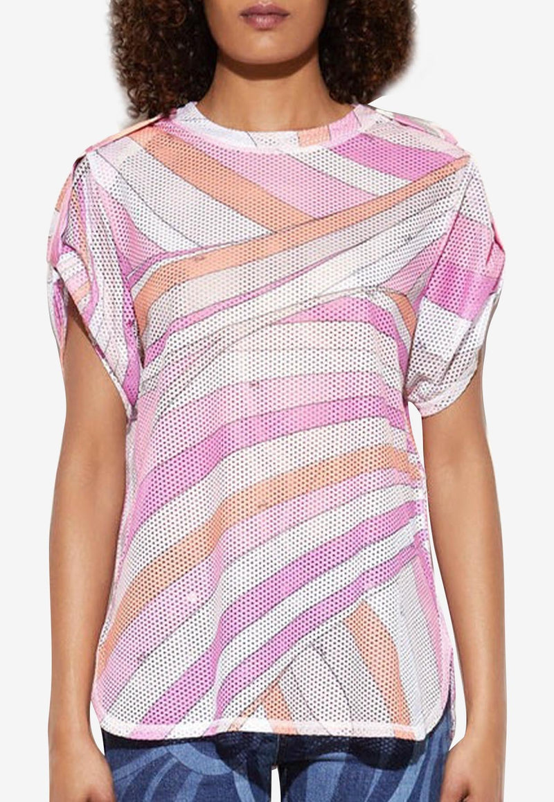 Iride-Print Mesh T-shirt