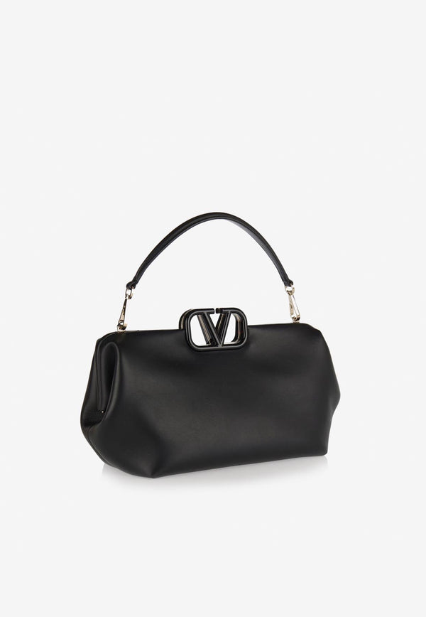 Small VLogo Top Handle Bag in Nappa Leather