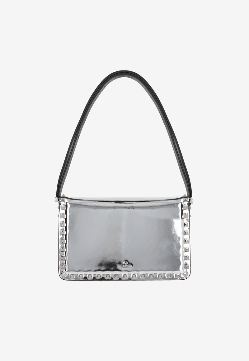 Medium Rockstud23 Shoulder Bag in Mirror-Effect Leather