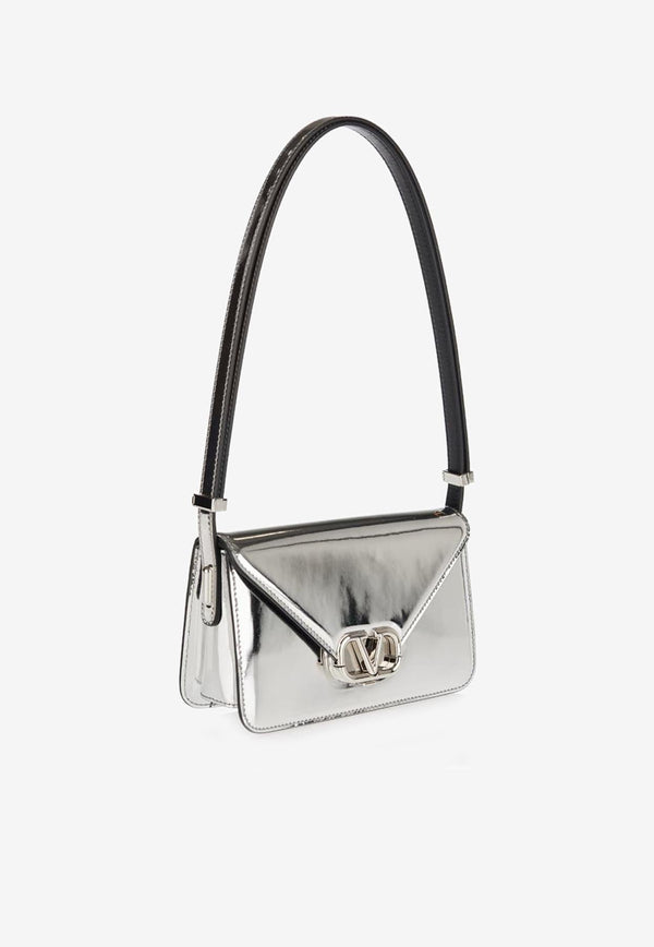 Small Shoulder Letter Bag in Mirror-Effect Leather