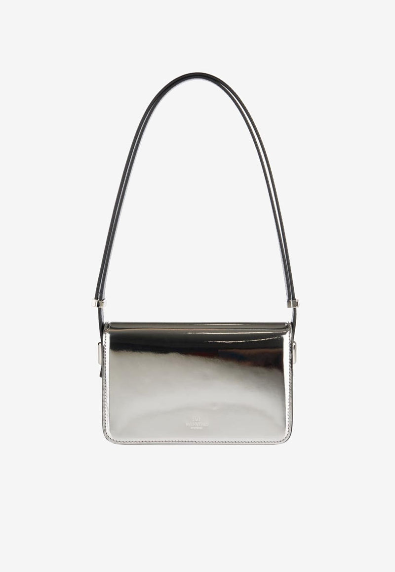 Small Shoulder Letter Bag in Mirror-Effect Leather