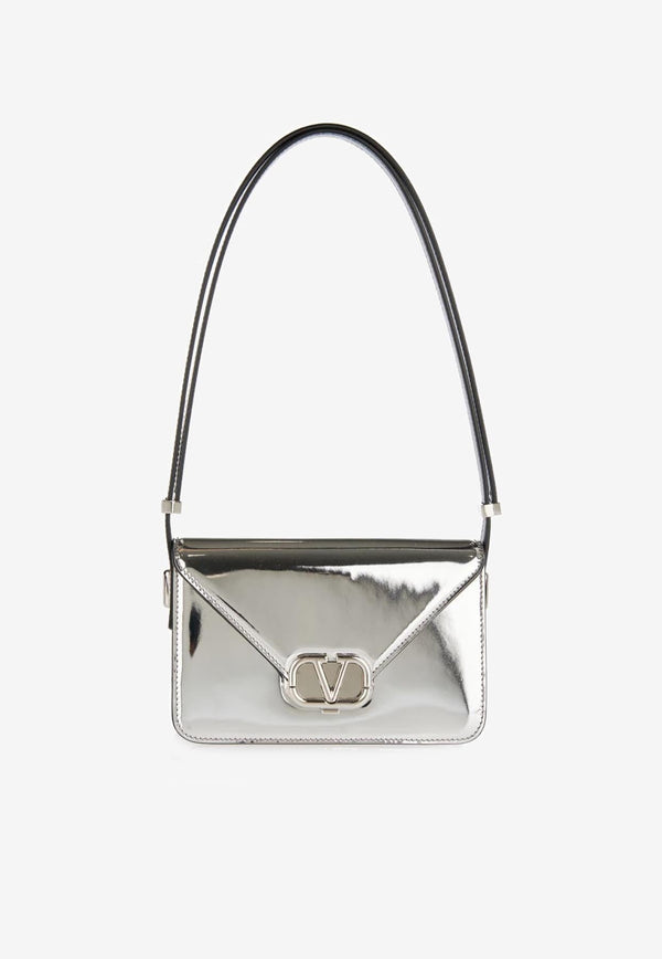 Small Shoulder Letter Bag in Mirror-Effect Leather