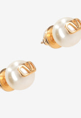VLogo Pearl Stud Earrings