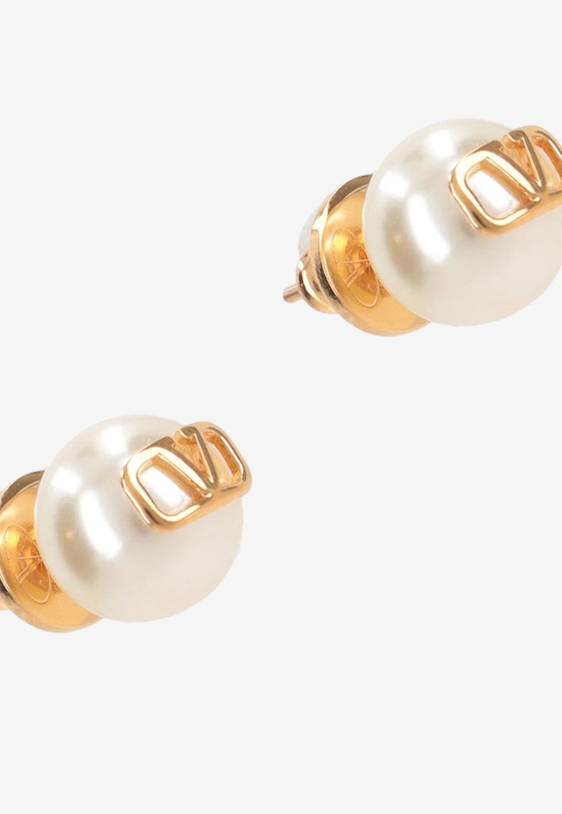 VLogo Pearl Stud Earrings