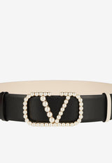 Signature VLogo Reversible Pearl Leather Belt