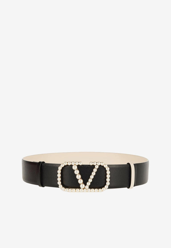 Signature VLogo Reversible Pearl Leather Belt