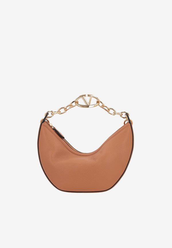 Small VLogo Moon Shoulder Bag in Calf Leather