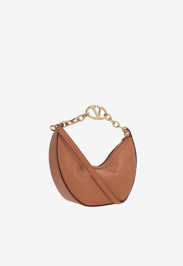 Small VLogo Moon Shoulder Bag in Calf Leather
