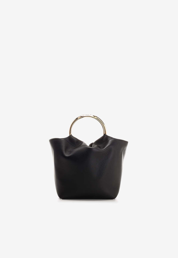 Small Carry Secrets Leather Bucket Bag