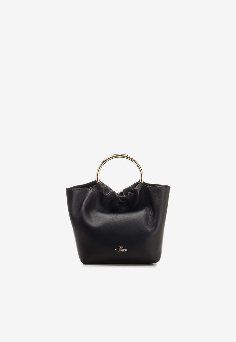 Small Carry Secrets Leather Bucket Bag