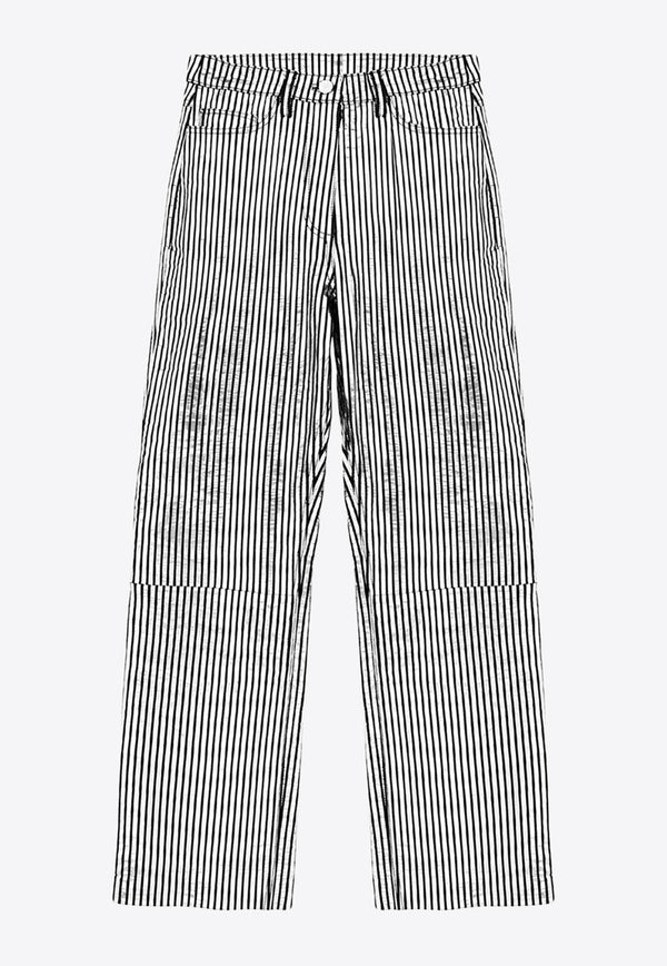 Metallic Striped Leather Pants