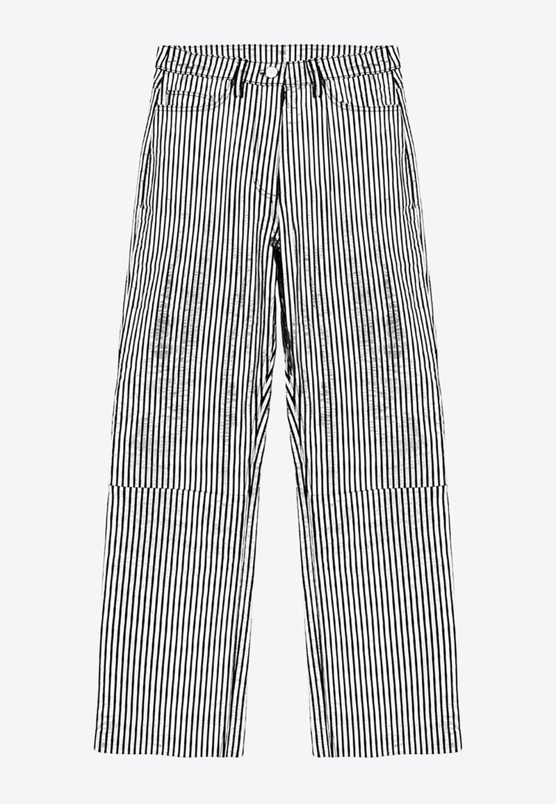 Metallic Striped Leather Pants