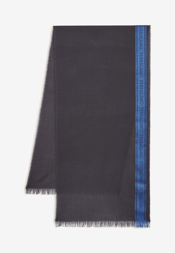 Logo Scarf in Wool and Silk